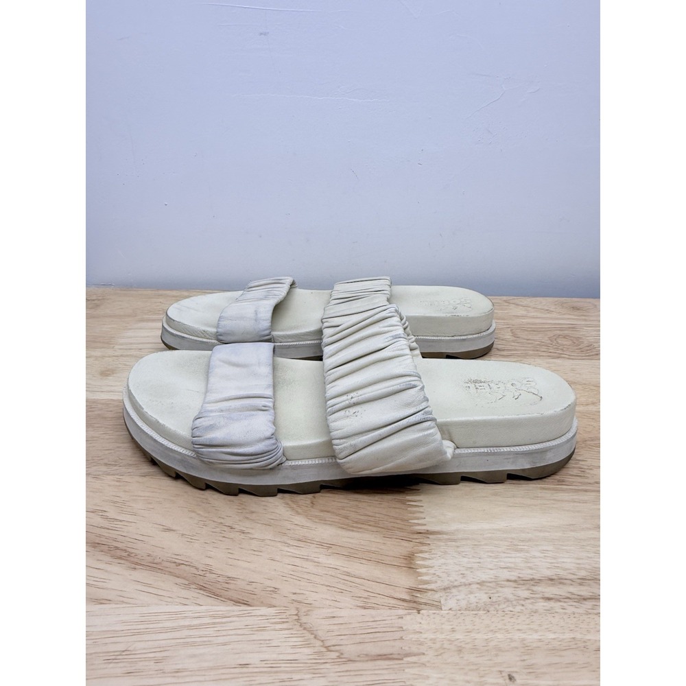 Sorel Roaming Crisscross Slide Sandals Womens 11 Cream Leather Lug Sole‎ #23 - Picture 2 of 9